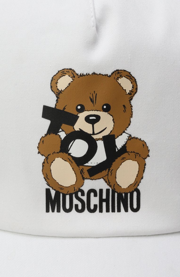 Детская хлопк�овая бейсболка MOSCHINO белого цвета, арт. HWX01N/L0A00 | Фото 3 (Материал: Хлопок, Текстиль; Нос: Не проставлено; Автоматизация состава: Проставлено)