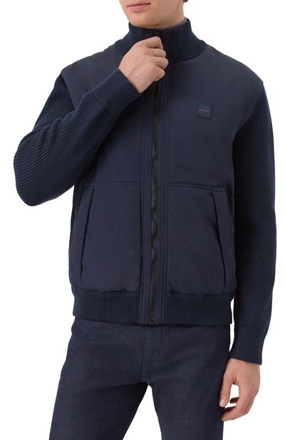 Комбинированный кардиган BOSS ORANGE темно-синего цвета по цене 37300 руб., арт. 50531494, фото 3 Комбинированный кардиган BOSS ORANGE, арт. 50531494, фото 3