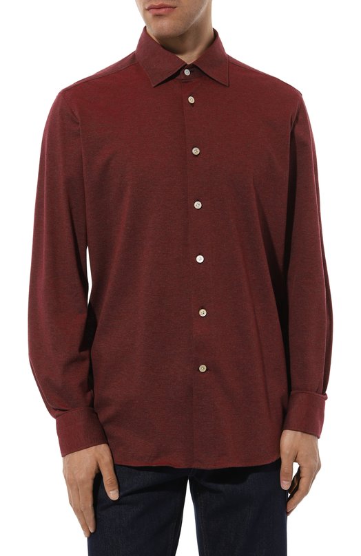 Хлопковая рубашка Kiton UCIH07464 Бордовый  UCIH07464 Фото 3
