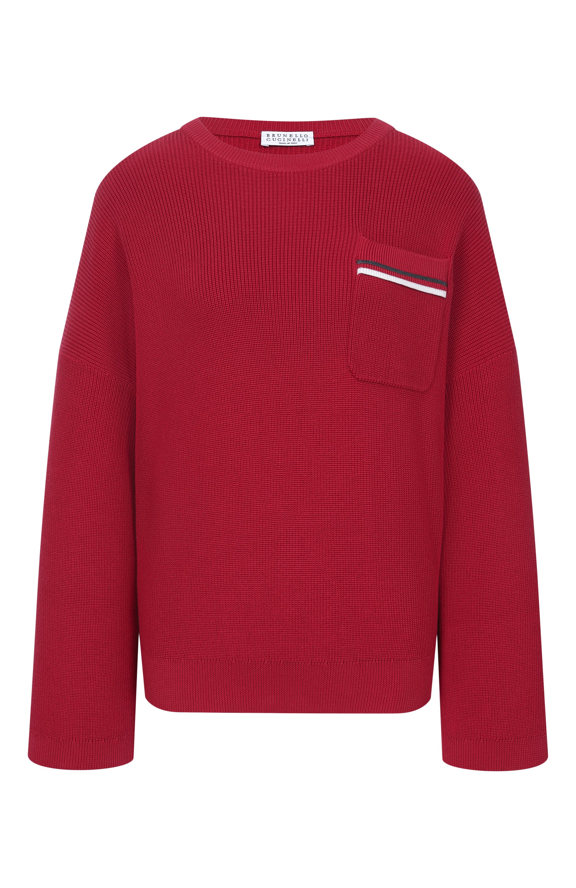 Хлопковый свитер BRUNELLO CUCINELLI красного цвета по цене 228500 руб., арт. M19253200, фото 1 Хлопковый свитер BRUNELLO CUCINELLI, арт. M19253200, фото 1