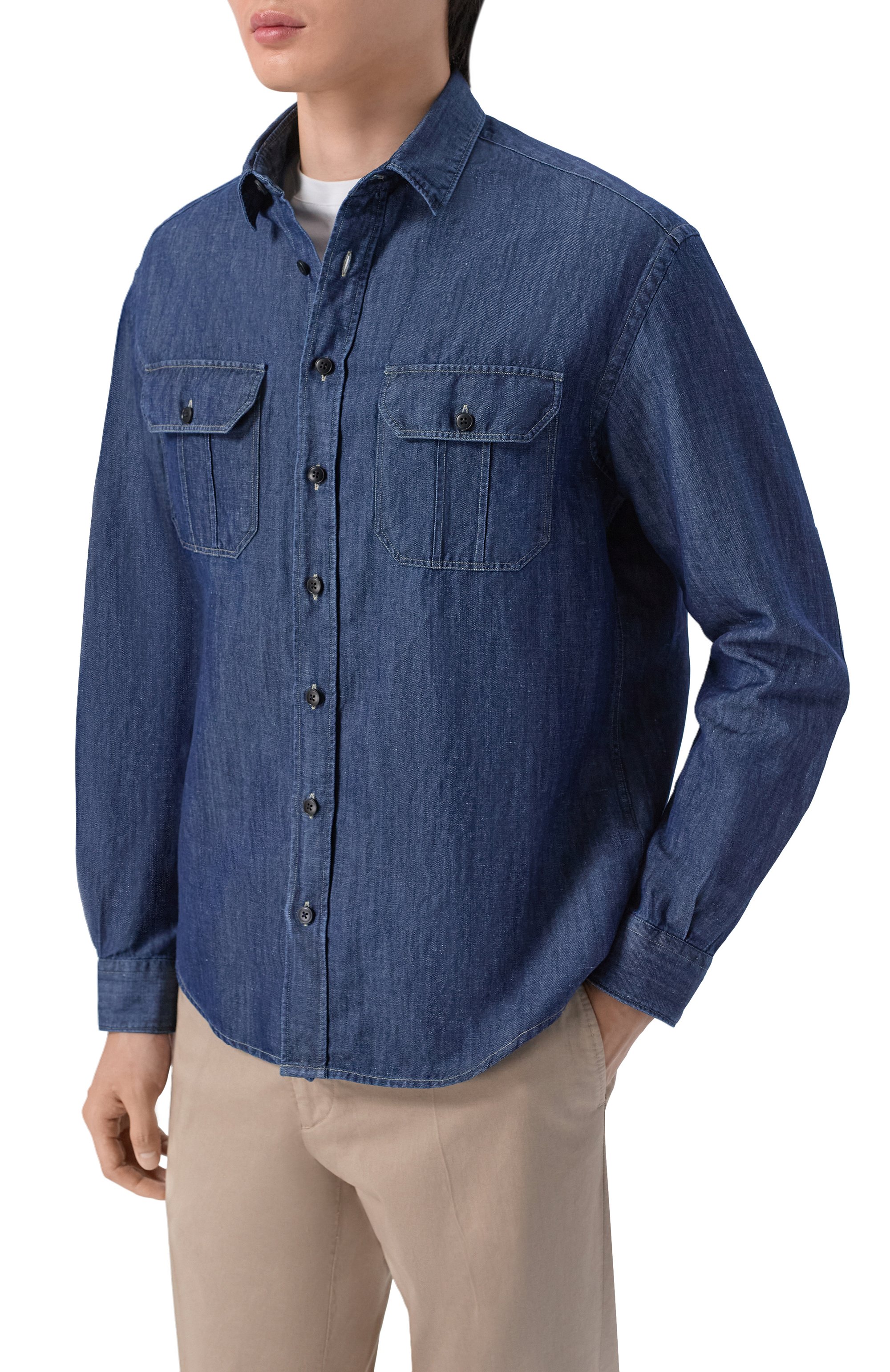 Джинсовая рубашка CANALI темно-синего цвета по цене 69950 руб., арт. CSL2067/GJ03743, фото 3 Джинсовая рубашка CANALI, арт. CSL2067/GJ03743, фото 3