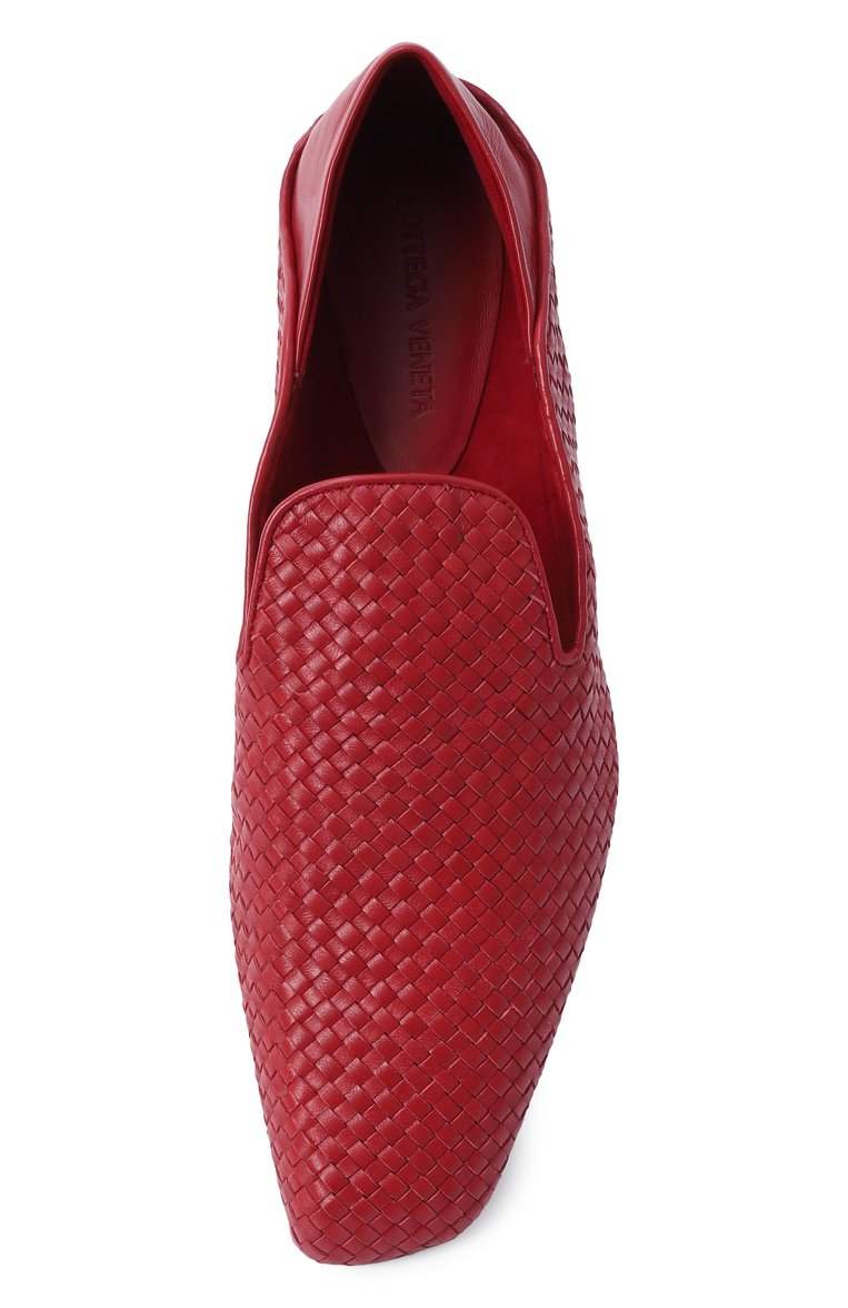 Женские кожаные лоферы adamo BOTTEGA VENETA красного цвета, арт. 807010/V4VE0 | Фото 6 (Подошва: Плоская; Драгоценные камни: Проставлено; Материал внешний: Натуральная кожа; Материал сплава: Проставлено; Каблук высота: Низкий; Материал внутренний: Натуральная кожа)
