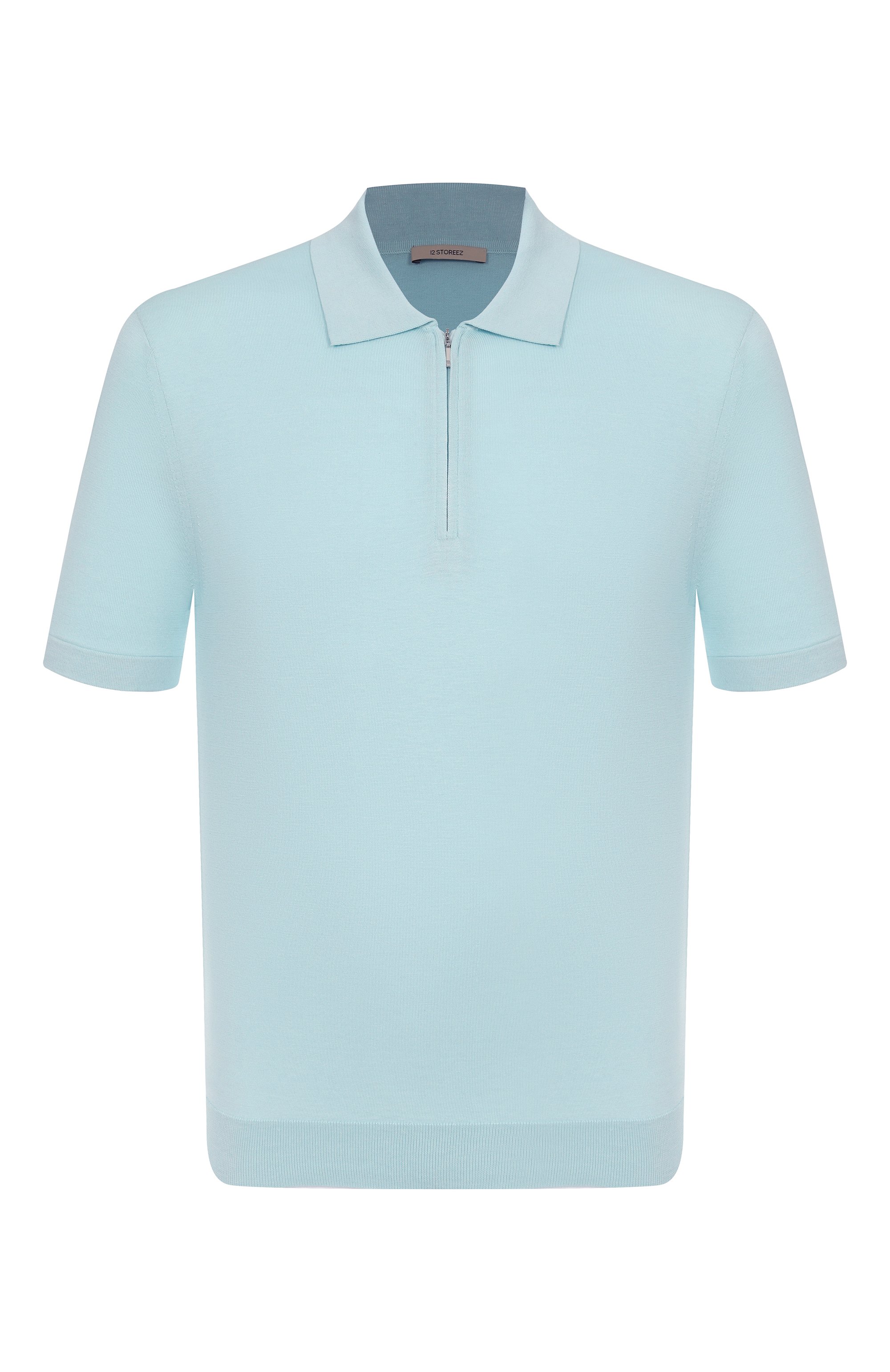 Поло из шелка и хлопка 12 STOREEZ светло-голубого цвета по цене 19000 руб., арт. 131227, фото 1 Поло из шелка и хлопка 12 STOREEZ, арт. 131227, фото 1