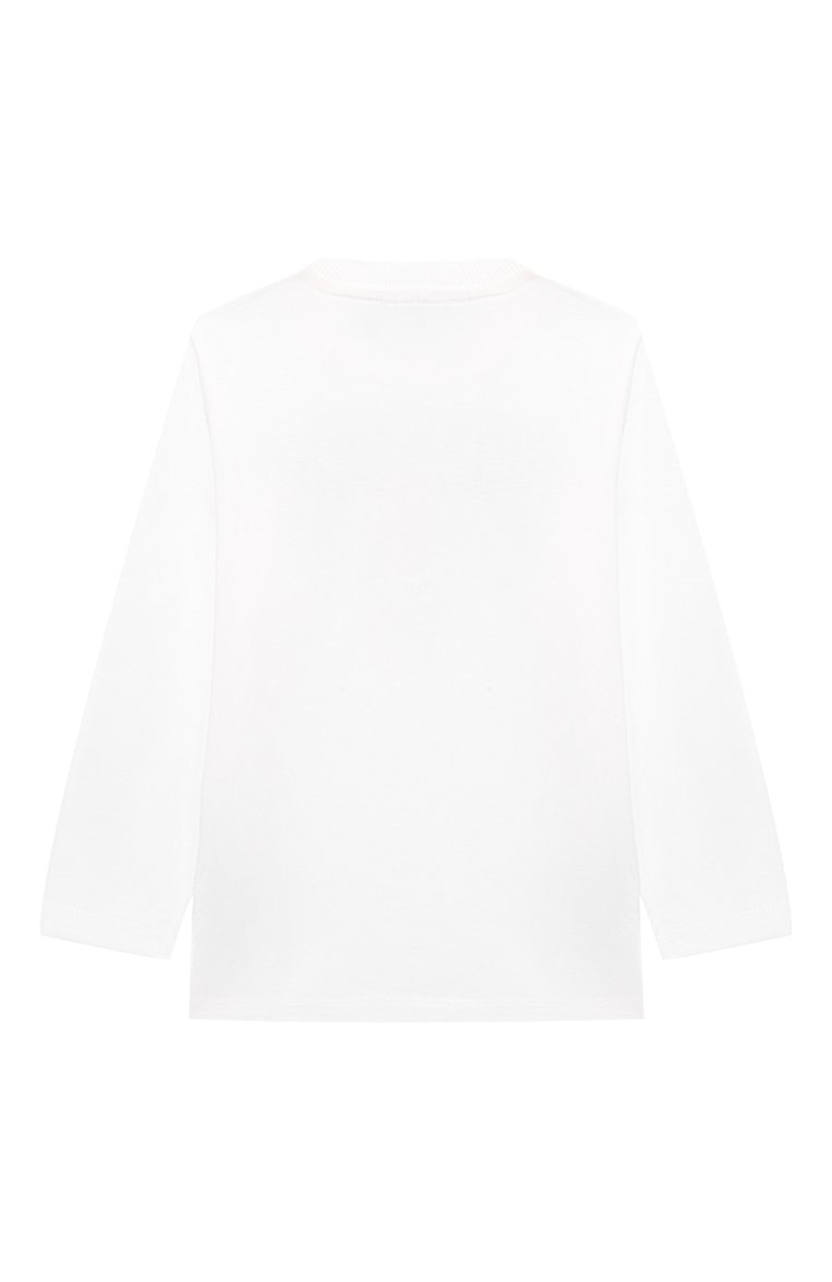 Детская хлопковый лонгслив MOSCHINO белого цвета, арт. HU000W/LAA01/4-8 | Фото 2 (Рукава: Длинные; Драгоценные камни: Проставлено; Материал сплава: Проставлено; Материал внешний: Хлопок; Мальчики Кросс-КТ: Лонгслив-одежда; Тематический товар: Teddy Bear; Ростовка одежда: 6 лет | 116 см, 8 лет | 128 см, 4 года | 104 см, 5 лет | 110 см)