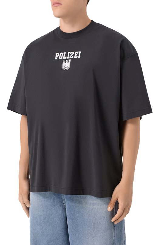 Хлопковая футболка VETEMENTS UH76TR300B Чёрный  UH76TR300B Фото 3