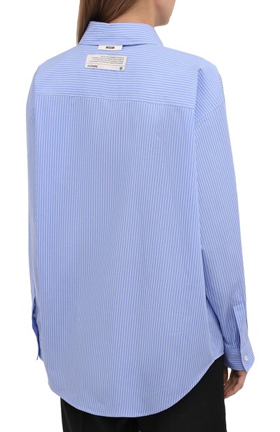 Хлопковая рубашка MSGM голубого цвета по цене 25800 руб., арт. 3141MDE191 217706, фото 4 Хлопковая рубашка MSGM, арт. 3141MDE191 217706, фото 4