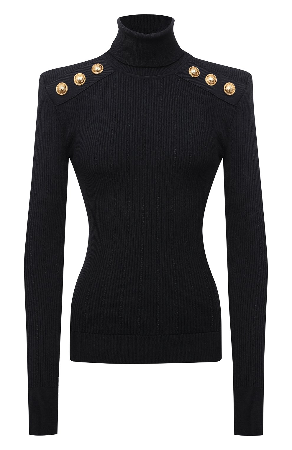 Водолазка из вискозы BALMAIN темно-синего цвета по цене 130500 руб., арт. WF1KH000/K211, фото 1 Водолазка из вискозы BALMAIN, арт. WF1KH000/K211, фото 1
