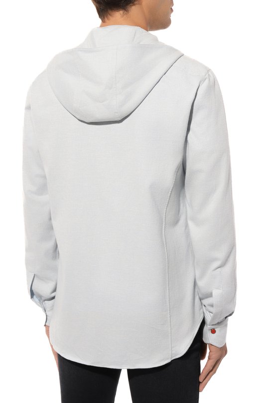 Хлопковая рубашка Kiton UMCMARH0906101 Голубой  UMCMARH0906101 Фото 4