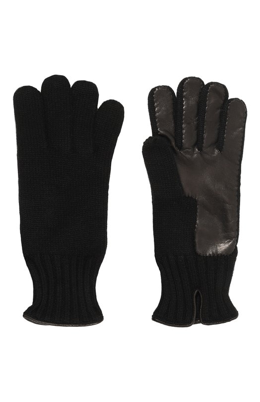 Комбинированные перчатки Il Borgo Cashmere Чёрный, фото 2