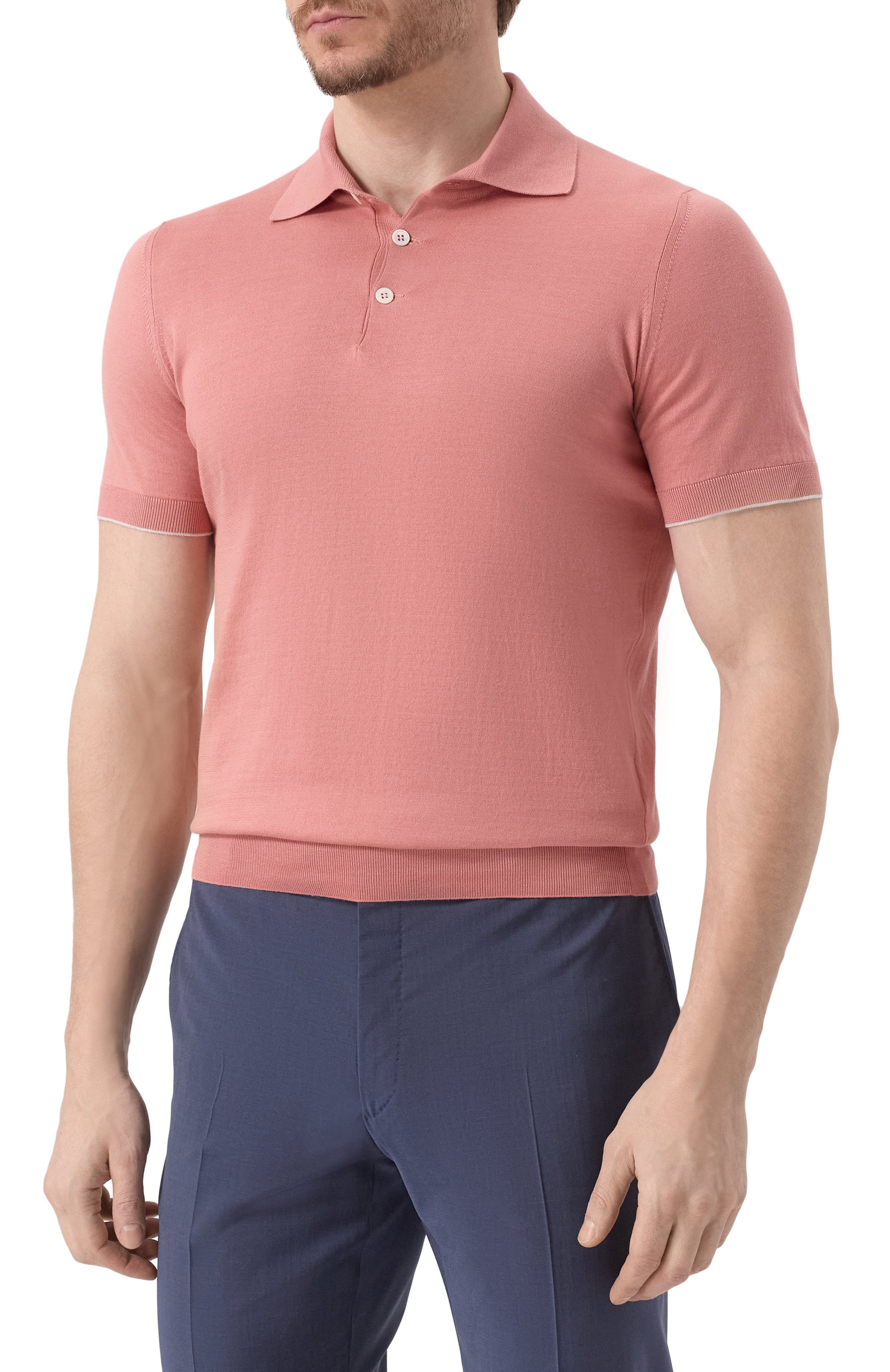 Хлопковое поло BRUNELLO CUCINELLI кораллового цвета по цене 74450 руб., арт. M29800125, фото 3 Хлопковое поло BRUNELLO CUCINELLI, арт. M29800125, фото 3