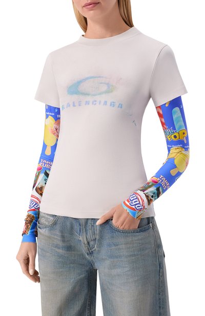 Хлопковый лонгслив BALENCIAGA разноцветного цвета по цене 134000 руб., арт. 809262/TTVN7, фото 3 Хлопковый лонгслив BALENCIAGA, арт. 809262/TTVN7, фото 3