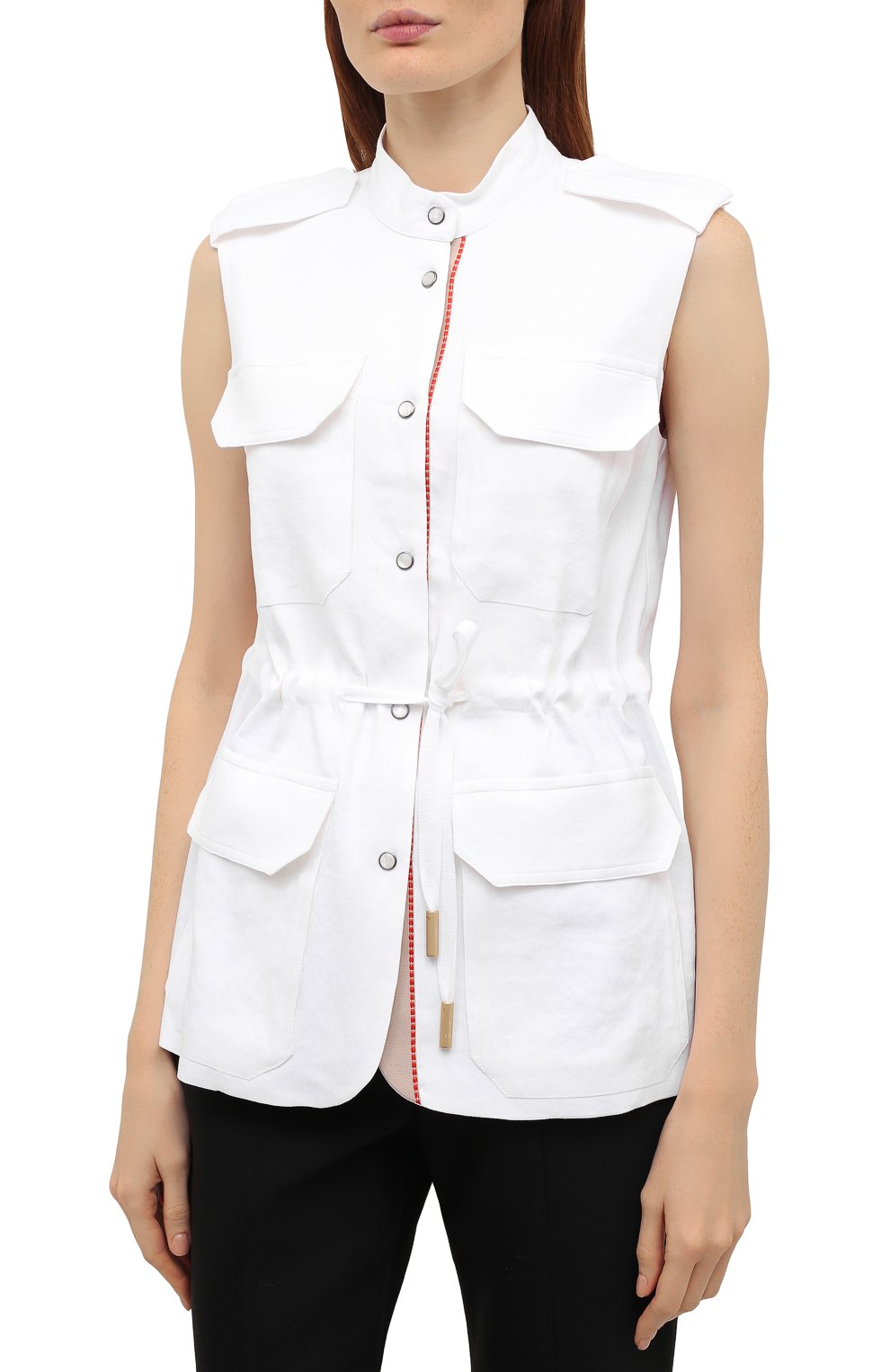 Льняной жилет LORENA ANTONIAZZI белого цвета по цене 83750 руб., арт. E2103GI006/3347, фото 3 Льняной жилет LORENA ANTONIAZZI, арт. E2103GI006/3347, фото 3