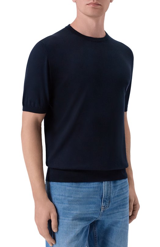 Хлопковый джемпер Kiton UMKXX37 Синий  UMKXX37 Фото 3