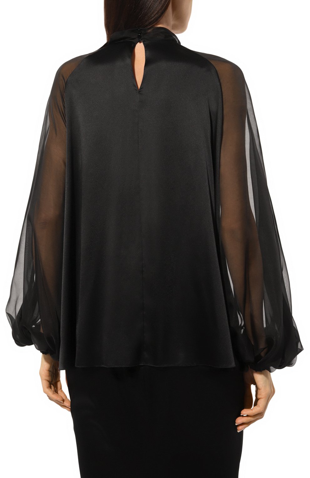 Шелковая блузка YANINA черного цвета по цене 126790 руб., арт. T-2703, фото 4 Шелковая блузка YANINA, арт. T-2703, фото 4