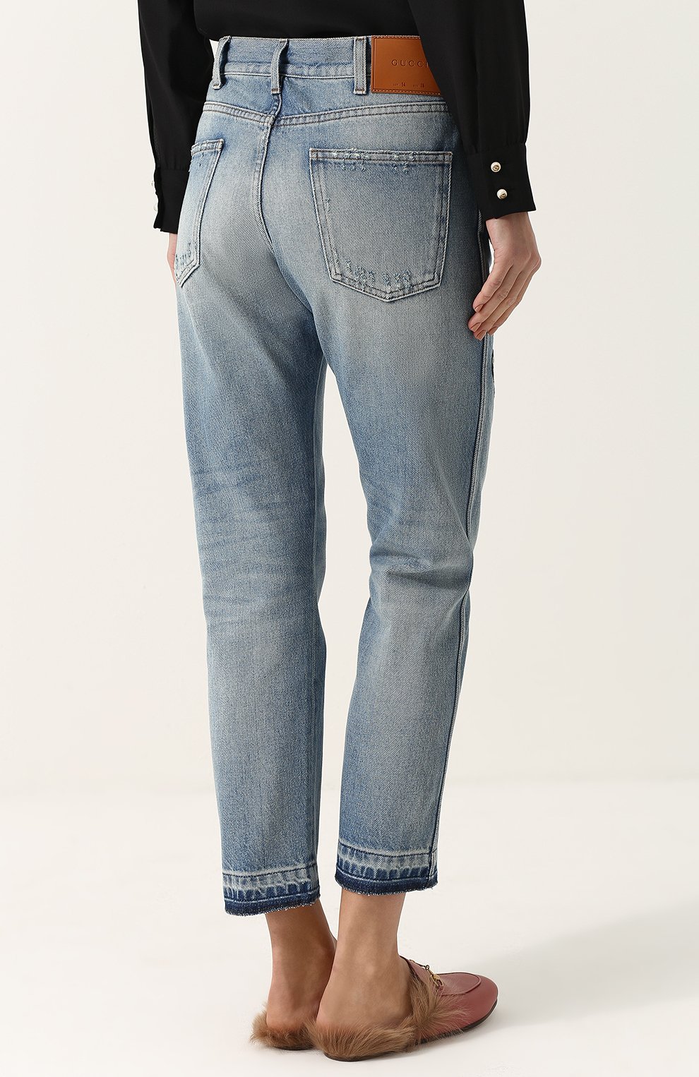 Джинсы прямого кроя с вышивкой в виде бабочки GUCCI, арт. 433035/XR266, фото 4