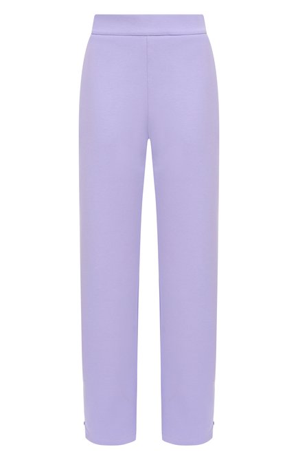 Женские хлопковые брюки EMPORIO ARMANI сиреневого цвета, арт. EW000484/AF10002 | Фото 1 (Длина (брюки, джинсы): Стандартные; Материал внешний: Хлопок; Материал сплава: Проставлено; Драгоценные камни: Проставлено)