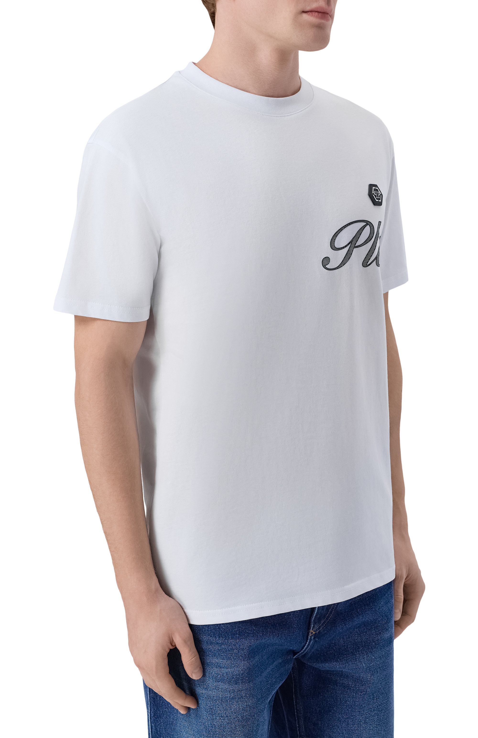 Хлопковая футболка PHILIPP PLEIN белого цвета по цене 41350 руб., арт. SAFC MTK8880 PJY002N, фото 3 Хлопковая футболка PHILIPP PLEIN, арт. SAFC MTK8880 PJY002N, фото 3