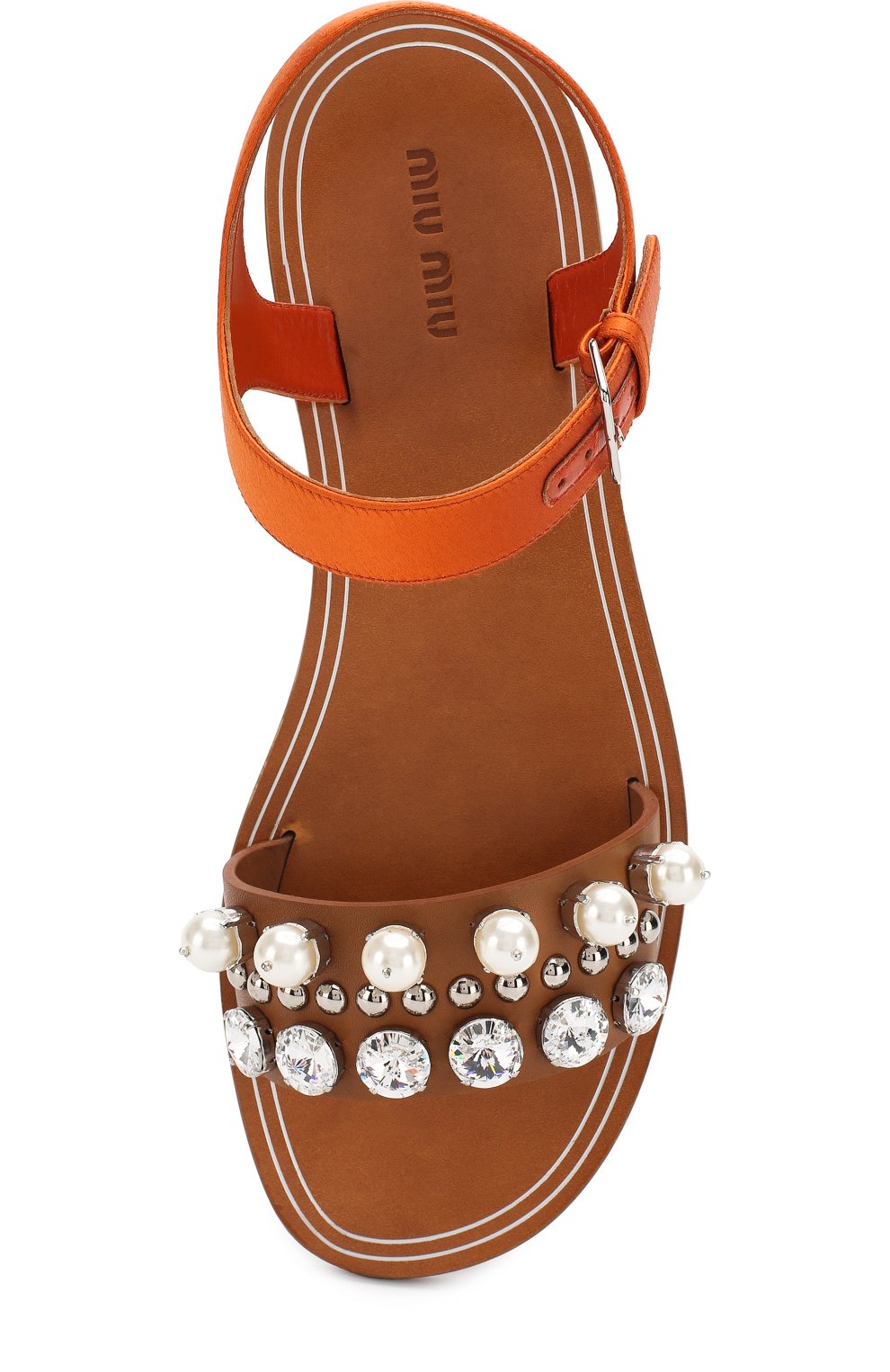 Кожаные сандалии с кристаллами и жемчужинами MIU MIU, арт. 5X744B/3I6Y, фото 5