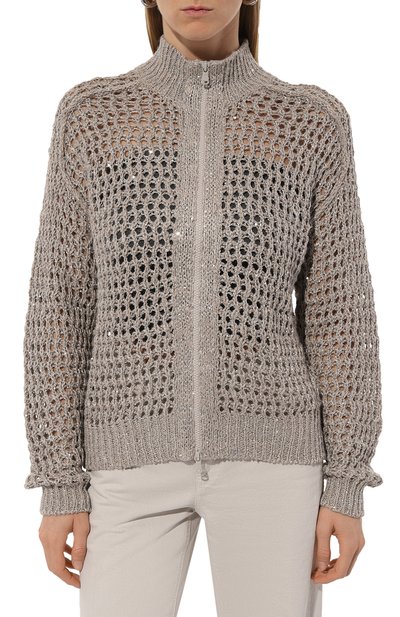 Кардиган из шелка и льна BRUNELLO CUCINELLI, арт. MEA360416P, фото 3