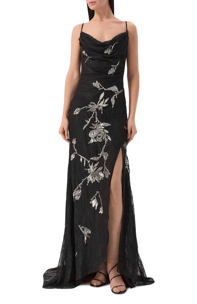 Платье с отделкой пайетками BLUMARINE черного цвета по цене 421000 руб., арт. NF6058J1638, фото 2 Платье с отделкой пайетками BLUMARINE, арт. NF6058J1638, фото 2