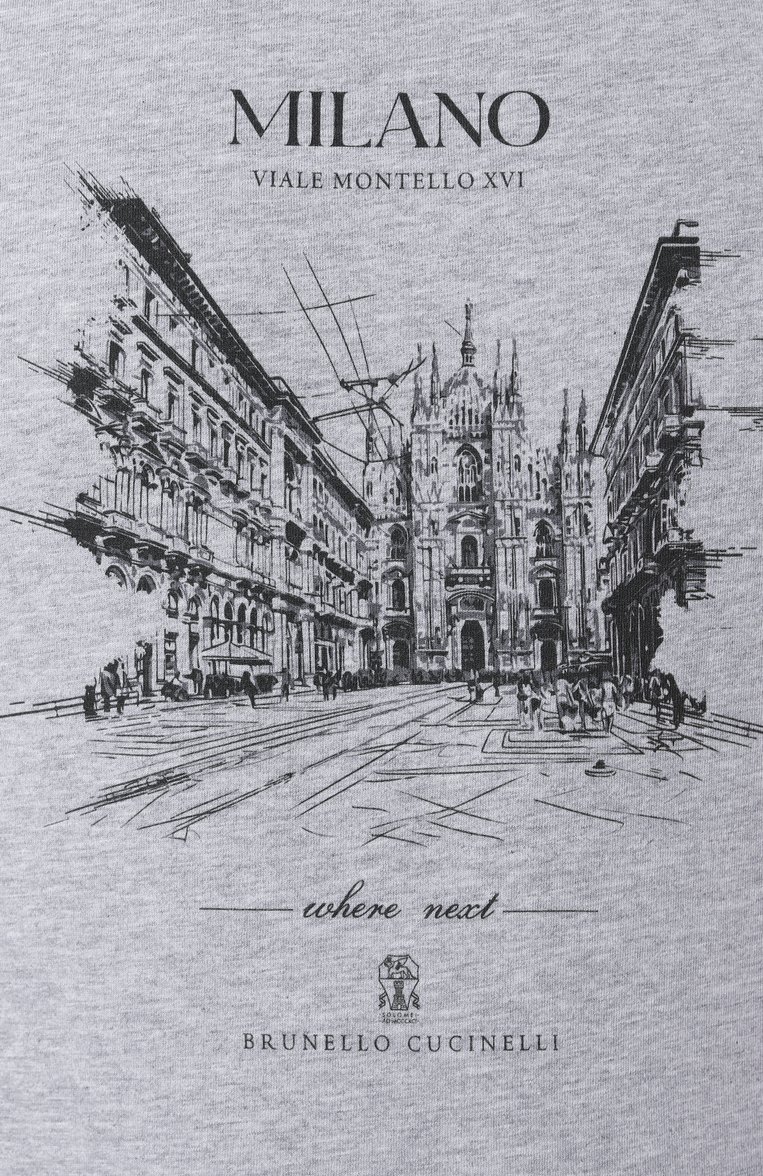 �Мужская хлопковая футболка BRUNELLO CUCINELLI серого цвета, арт. M0B138455 | Фото 6 (Длина (для топов): Стандартные; Материал сплава: Проставлено; Рукава: Короткие; Драгоценные камни: Проставлено; Принт: С принтом; Стили: Кэжуэл; Материал внешний: Хлопок; Мужское Кросс-КТ: Футболка-одежда; Кросс-КТ: Джерси)