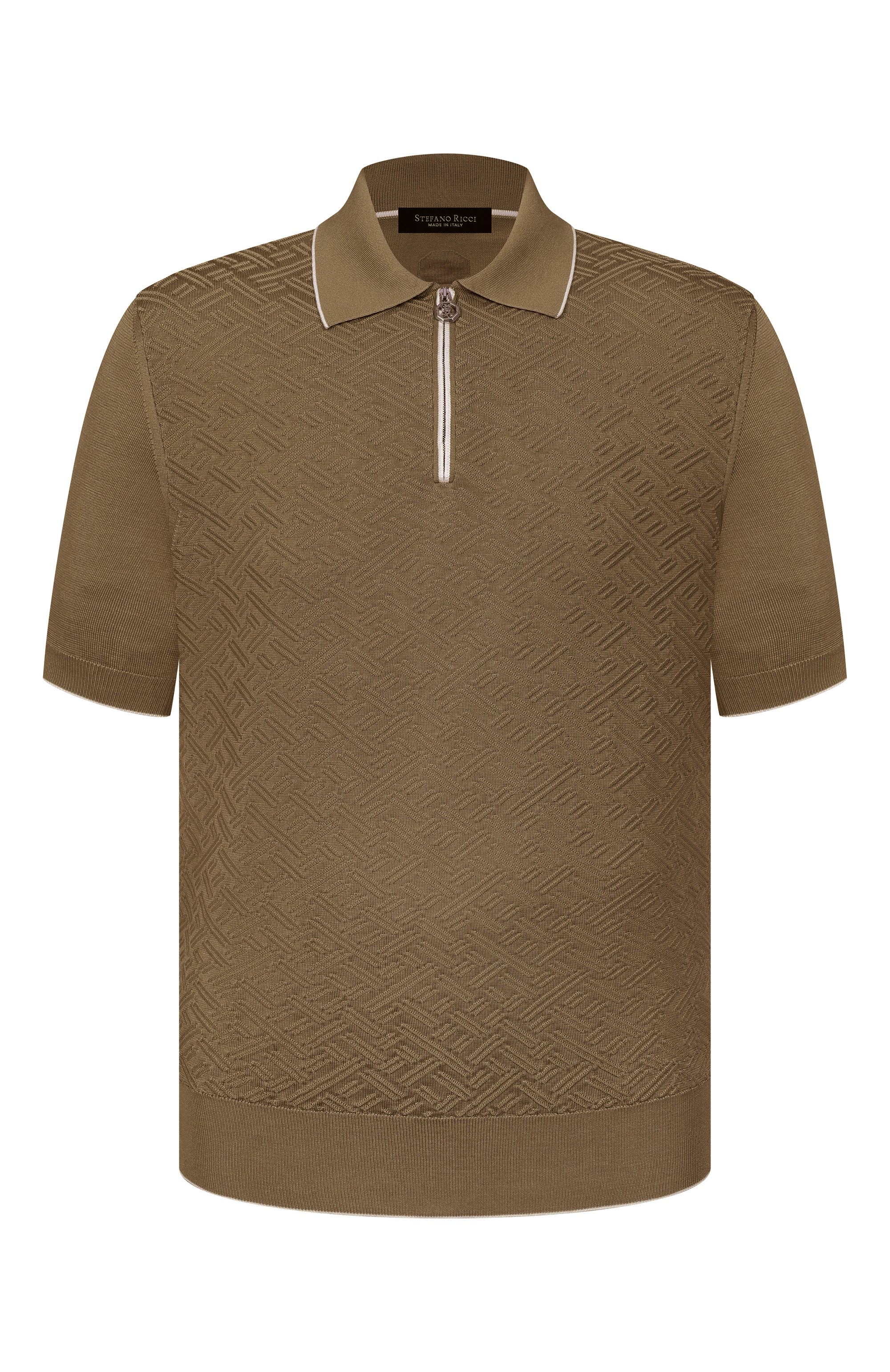 Шелковое поло STEFANO RICCI хаки цвета по цене 206500 руб., арт. K616452P31/F26117, фото 1 Шелковое поло STEFANO RICCI, арт. K616452P31/F26117, фото 1