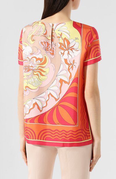 Шелковый топ EMILIO PUCCI розового цвета по цене 88950 руб., арт. 0ERM21/0E731, фото 4 Шелковый топ EMILIO PUCCI, арт. 0ERM21/0E731, фото 4