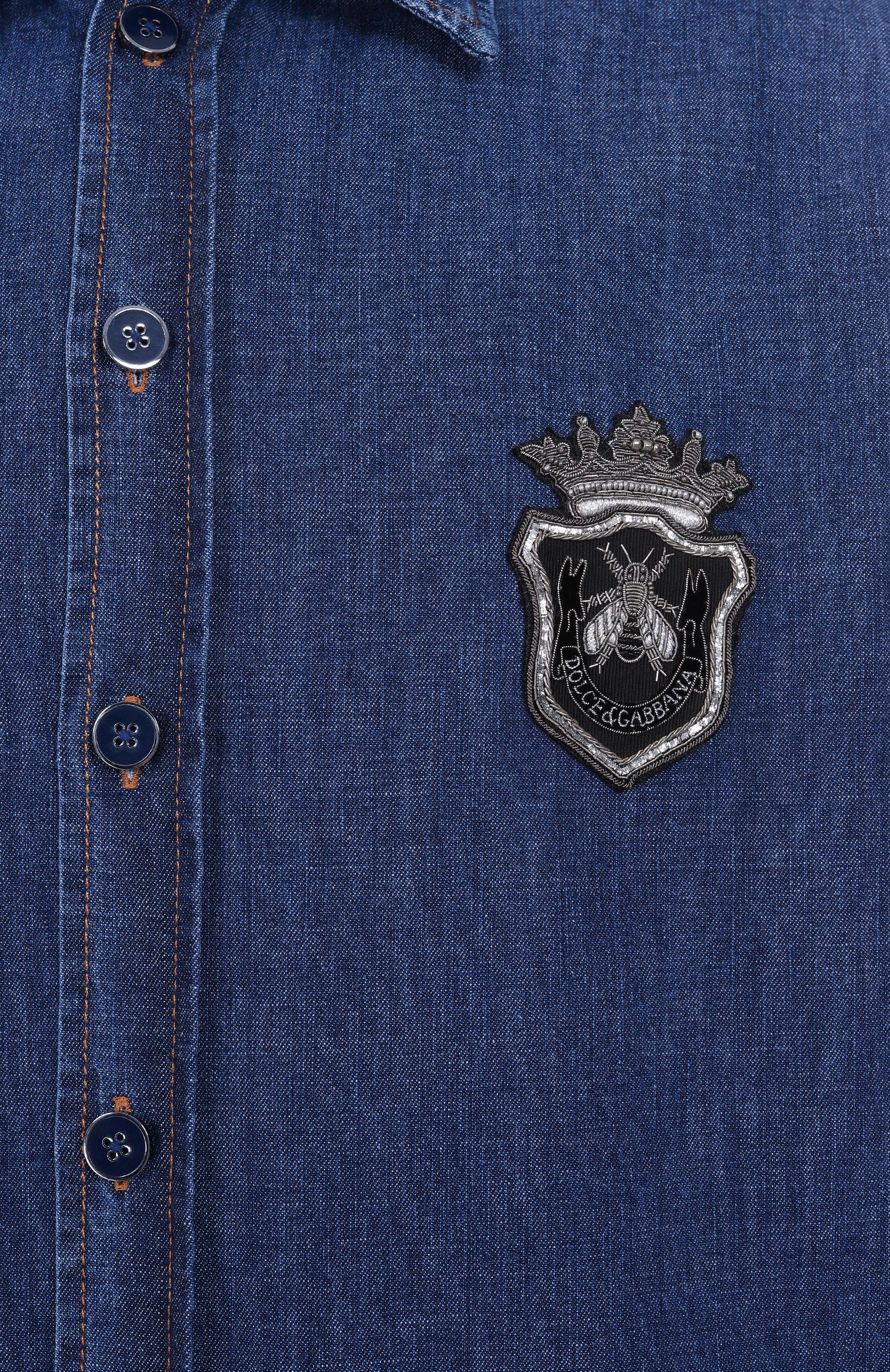 Джинсовая рубашка DOLCE & GABBANA синего цвета по цене 145500 руб., арт. G5M02Z/G8MF5, фото 6 Джинсовая рубашка DOLCE & GABBANA, арт. G5M02Z/G8MF5, фото 6