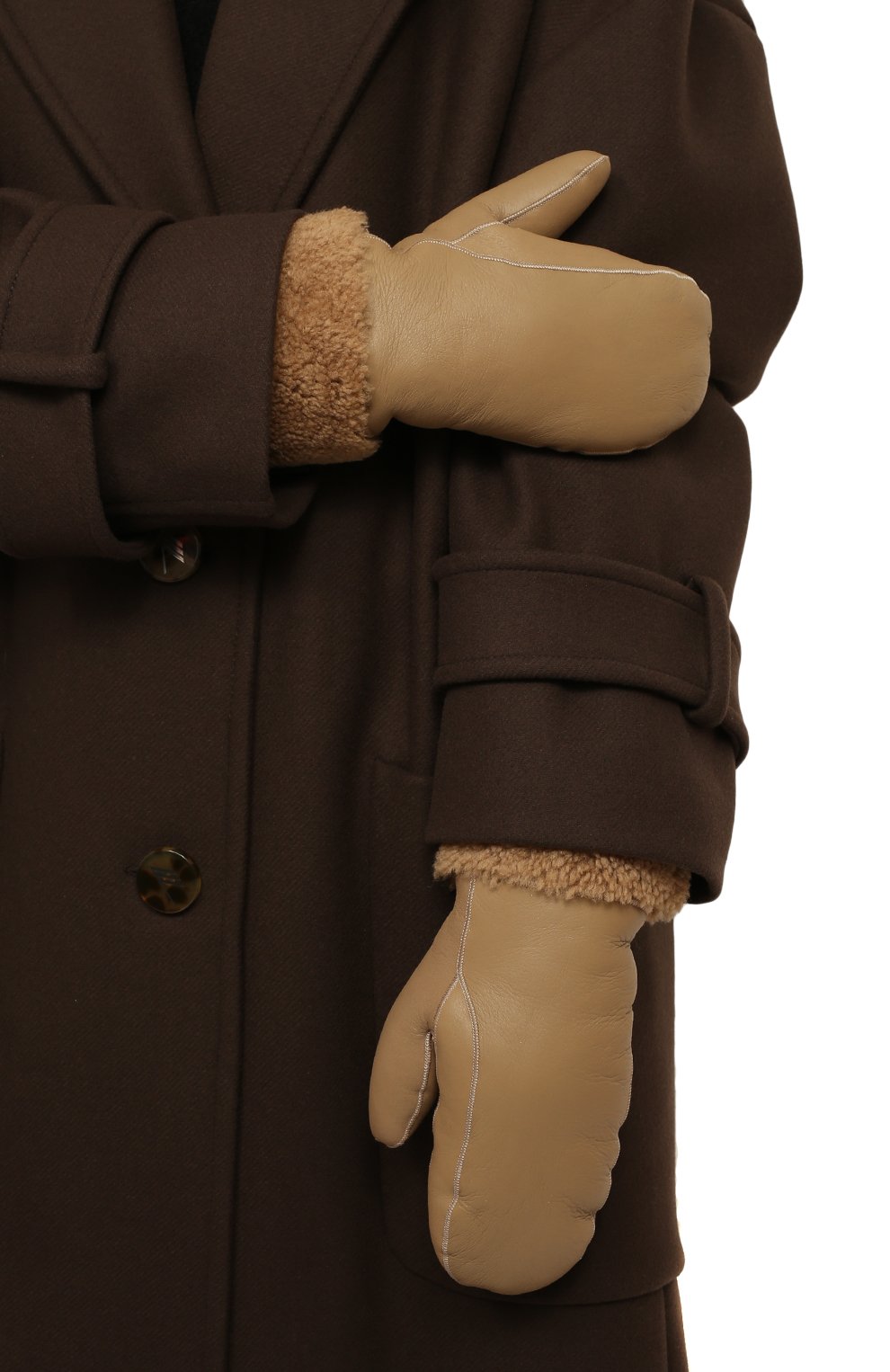 Варежки из овчины YVES SALOMON, арт. 23WAA159XXMECL, фото 2