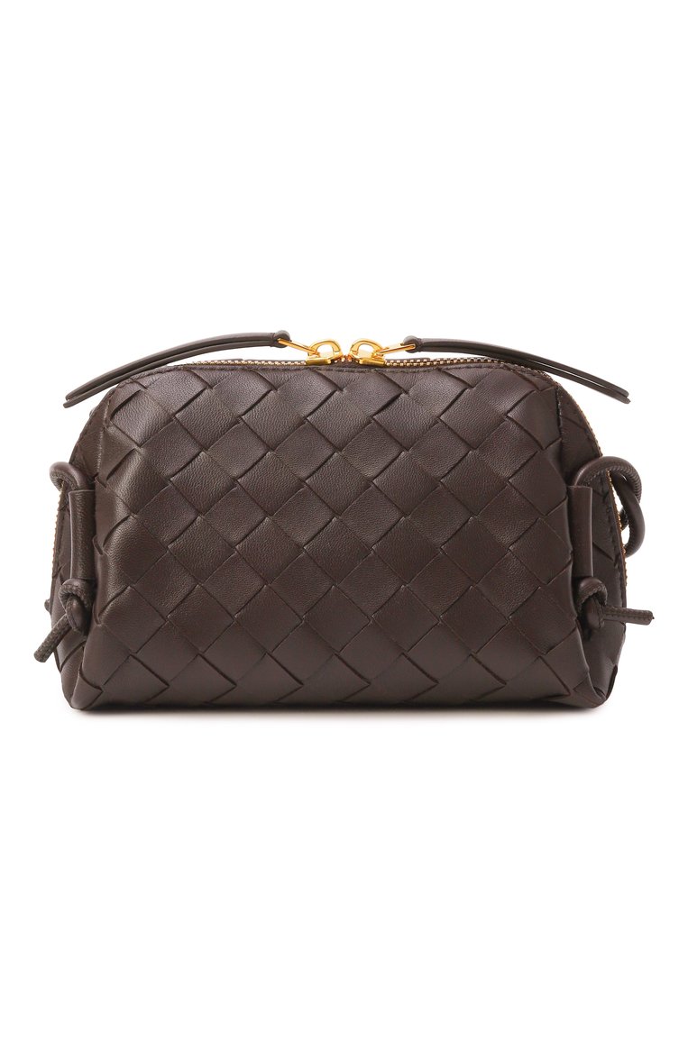 Женская сумка concert pouch BOTTEGA VENETA темно-коричневого цвета, арт. 794258/VCPP1 | Фото 1 (Автоматизация ТО: Проставлено; Ремень/цепочка: На ремешке; Материал: Натуральная кожа; Размер: mini; Автоматизация состава: Проставлено)