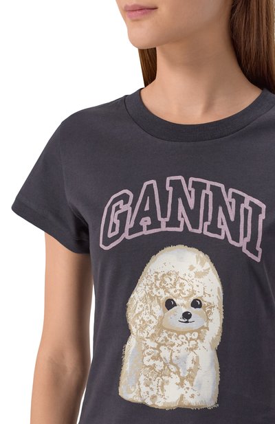 Хлопковая футболка GANNI, арт. T4239, фото 5