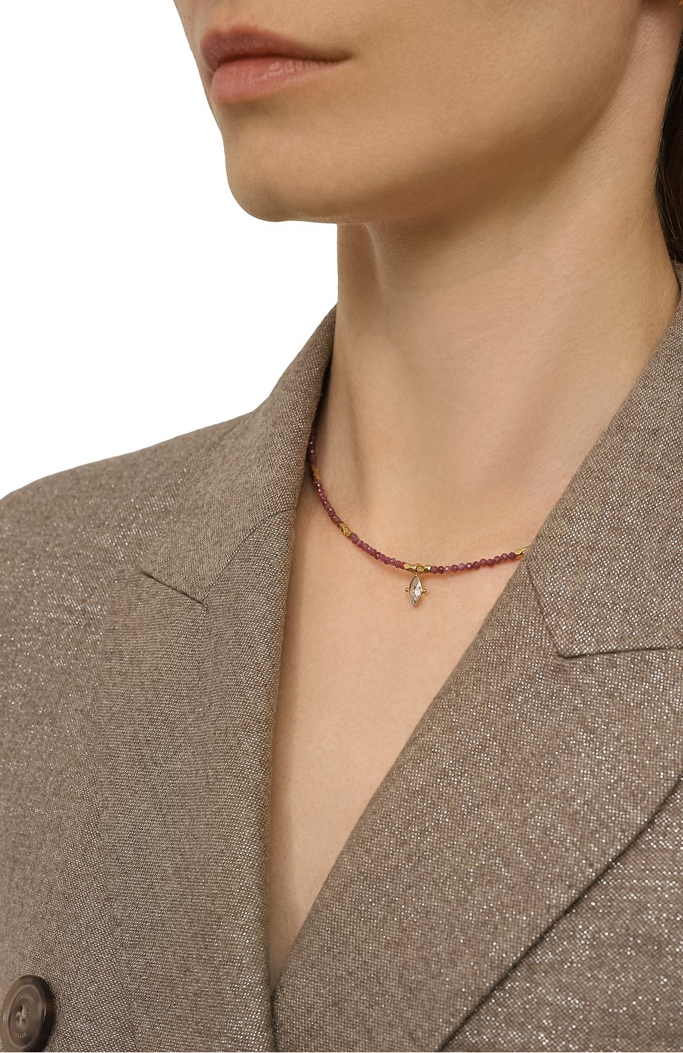 Колье HANKA_IN фиолетового цвета по цене 17450 руб., арт. GIGI-CH-RUB-CZ-1M, фото 2 Колье HANKA_IN, арт. GIGI-CH-RUB-CZ-1M, фото 2