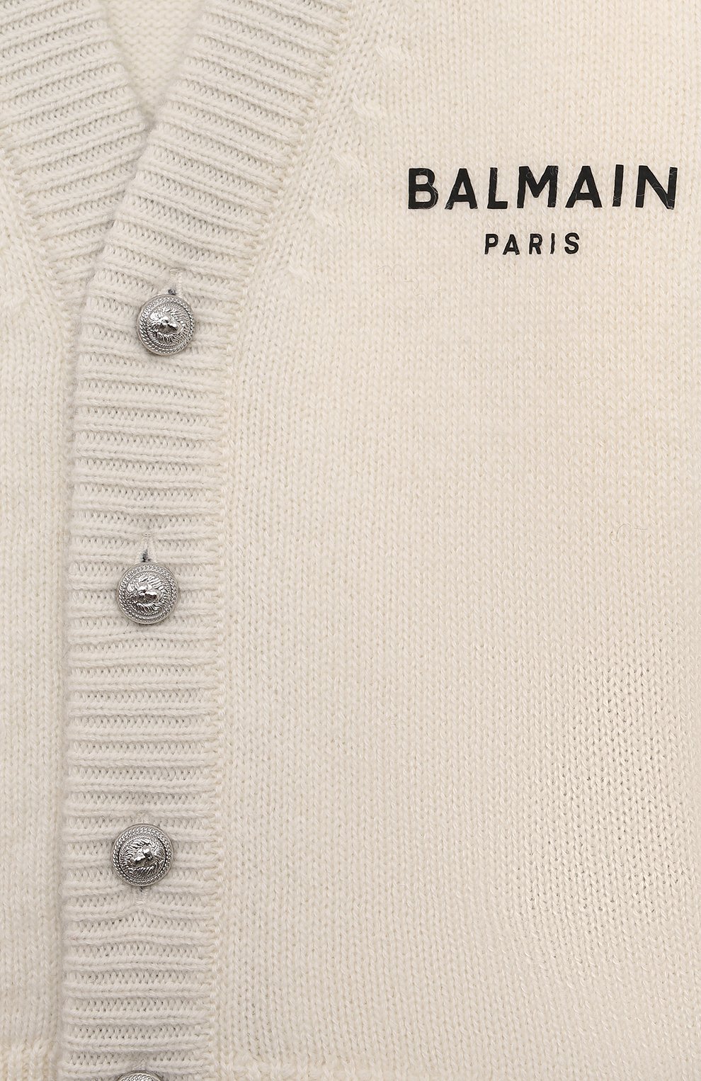 Кардиган из шерсти и кашемира BALMAIN молочного цвета по цене 31800 руб., арт. BV9520., фото 3 Кардиган из шерсти и кашемира BALMAIN, арт. BV9520., фото 3