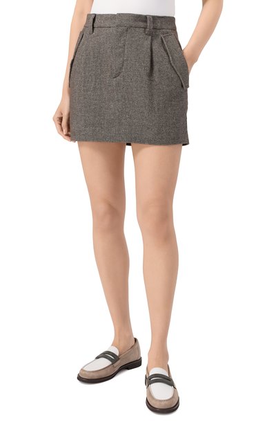 Юбка из шерсти и льна BRUNELLO CUCINELLI, арт. MP527G3887, фото 3