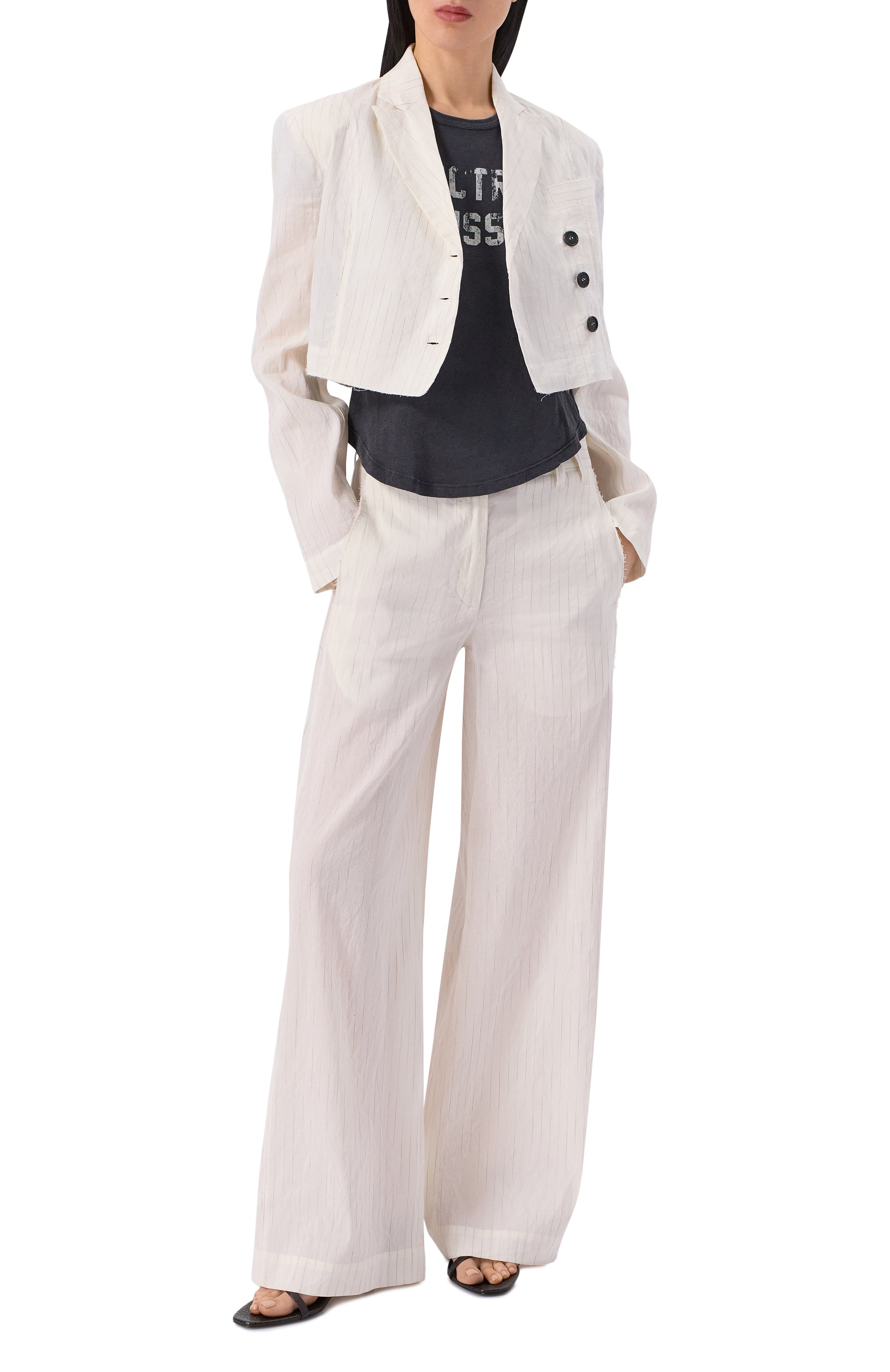 Брюки изо льна и хлопка ISABEL BENENATO белого цвета по цене 77900 руб., арт. DW03S26, фото 2 Брюки изо льна и хлопка ISABEL BENENATO, арт. DW03S26, фото 2