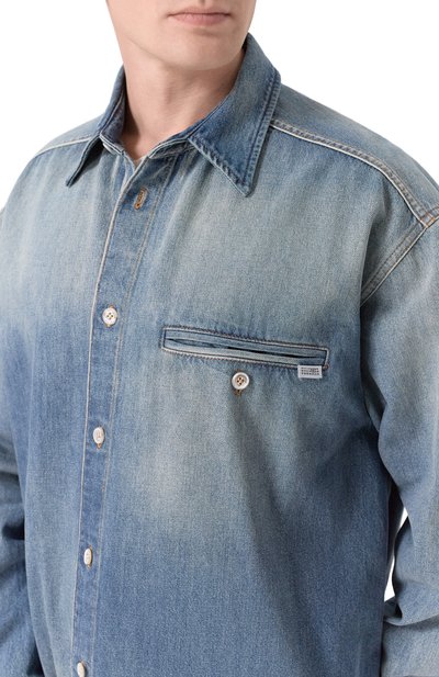 Джинсовая рубашка MM6 синего цвета по цене 84650 руб., арт. SH0DT0044/M30055, фото 5 Джинсовая рубашка MM6, арт. SH0DT0044/M30055, фото 5