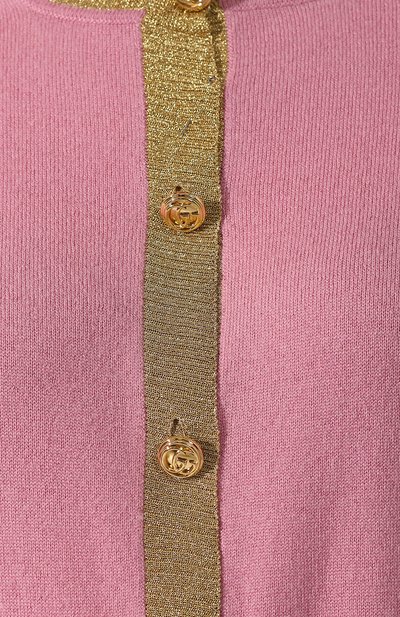 Кардиган из смеси кашемира и шелка GUCCI розового цвета по цене 119000 руб., арт. 555046/X9M84, фото 5 Кардиган из смеси кашемира и шелка GUCCI, арт. 555046/X9M84, фото 5