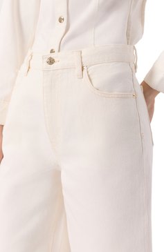 Женские джинсовые шорты FRAME DENIM белого цвета, арт. WP25DST003 | Фото 5 (Материал сплава: Проставлено; Длина Ж (юбки, платья, шорты): Миди, До колена; Драгоценные камни: Проставлено; Материал внешний: Деним, Хлопок; Стили: Минимализм; Кросс-КТ: Деним, Широкие)