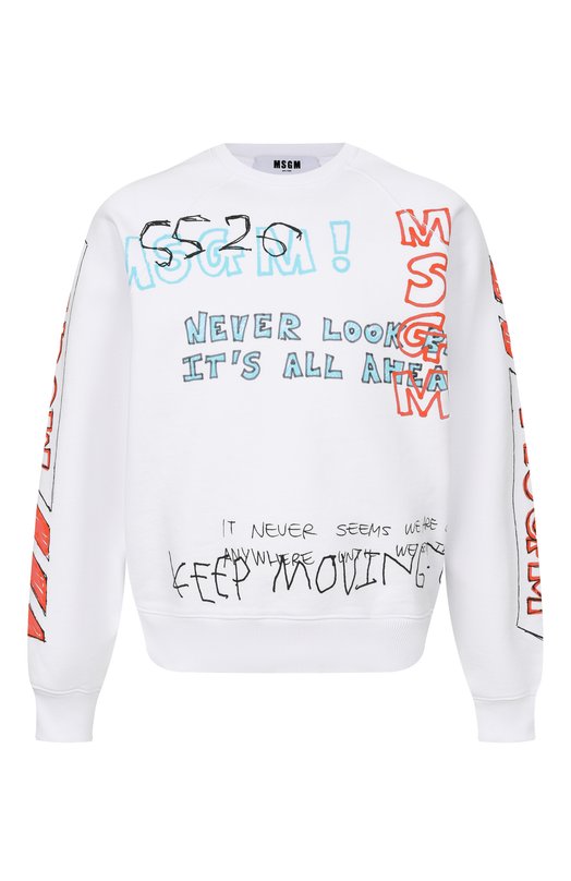 Хлопковый свитшот MSGM 4040MM112SE/267090 Белый 4040MM112SE/267090