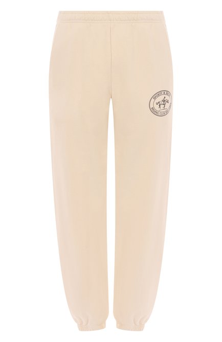 Женские хлопковые джоггеры SPORTY AND RICH кремового цвета, арт. PA036612244CR01 | Фото 1 (Автоматизация состава: Проставлено; Материал внешний: Хлопок; Автоматизация ТО: Проставлено; Длина (брюки, джинсы): Стандартные)