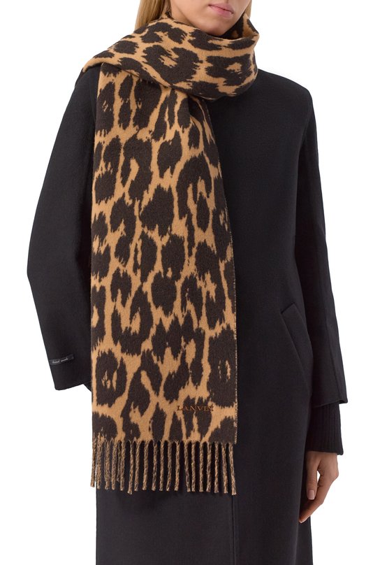 Шарф из шерсти и кашемира Lanvin 710009488 Леопардовый  710009488 Фото 2