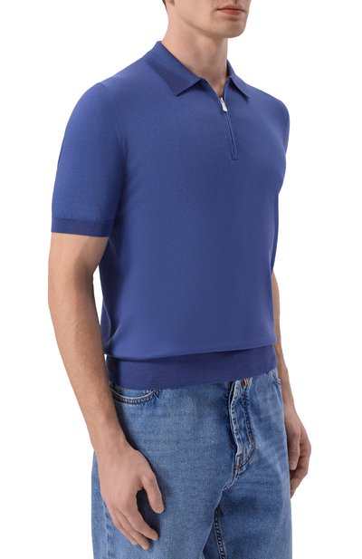 Поло из шелка и хлопка GRAN SASSO синего цвета по цене 37200 руб., арт. 43166/16290, фото 3 Поло из шелка и хлопка GRAN SASSO, арт. 43166/16290, фото 3