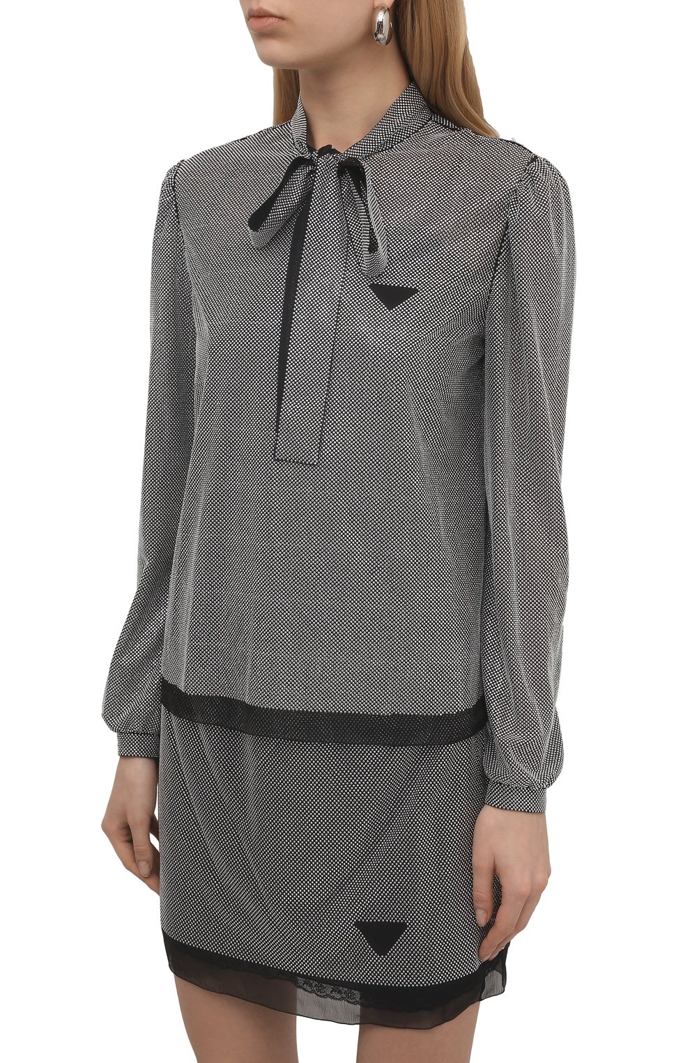 Шелковый топ с отделкой стразами PRADA, арт. P951IR-1Z4W-F0118-221, фото 3