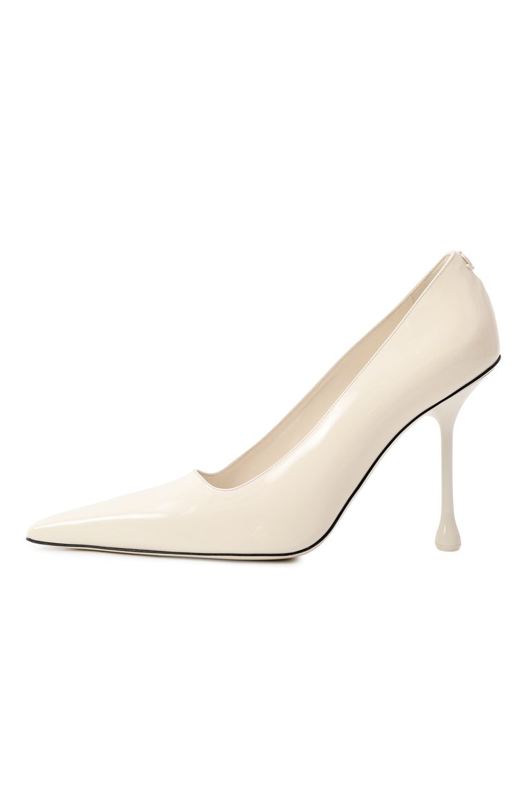 Женские лакированные туфли ixia 95 JIMMY CHOO кремового цвета, арт. IXIA 95 | Фото 4 (Подошва: Плоская; Материал внутренний: Натуральная кожа; Драгоценные камни: Проставлено; Каблук высота: Высокий; Материал внешний: Нату�ральная кожа; Материал сплава: Проставлено; Каблук тип: Шпилька)