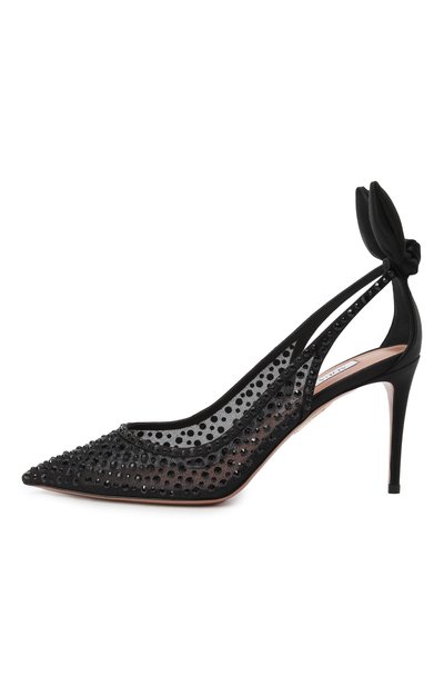 Текстильные туфли bow tie crystal 85 AQUAZZURA, арт. DCTMIDP0-STT-000, фото 4