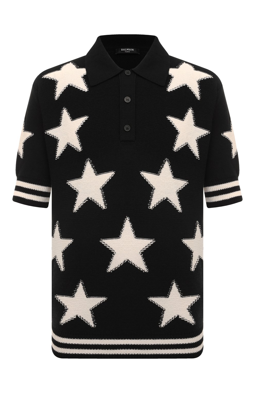 Поло BALMAIN черно-белого цвета по цене 132000 руб., арт. CH1GB045/KF92, фото 1 Поло BALMAIN, арт. CH1GB045/KF92, фото 1