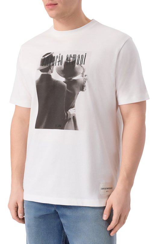 Хлопковая футболка Emporio Armani EM004751/AF23082 Белый  EM004751/AF23082 Фото 3