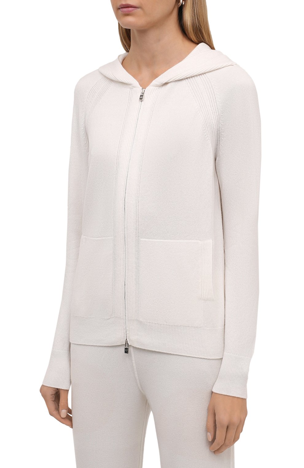 Кашемировый кардиган LORO PIANA белого цвета по цене 190000 руб., арт. FAG3599, фото 3 Кашемировый кардиган LORO PIANA, арт. FAG3599, фото 3