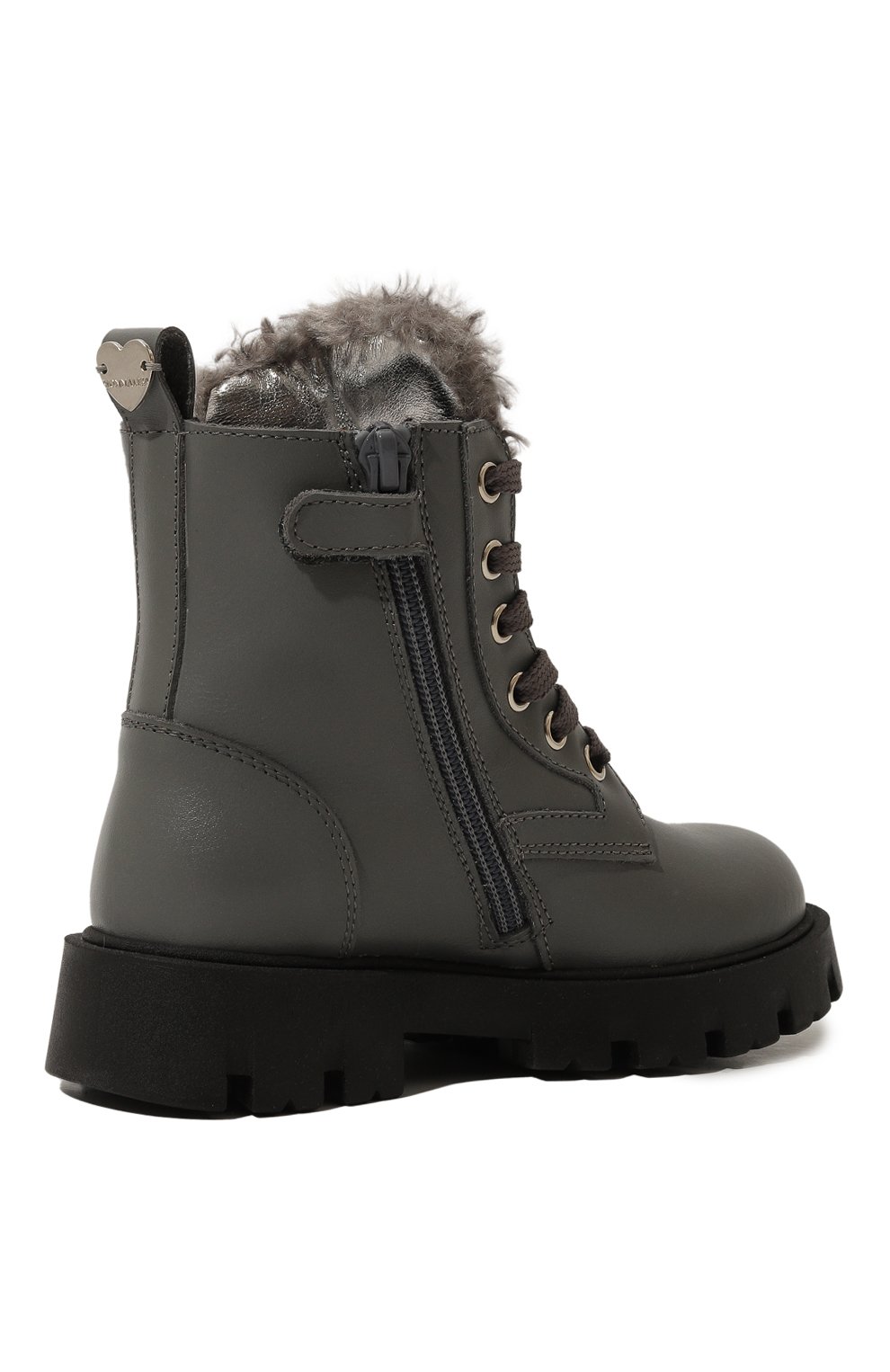 Кожаные ботинки MONNALISA серого цвета по цене 30150 руб., арт. 8CD007M, фото 3 Кожаные ботинки MONNALISA, арт. 8CD007M, фото 3