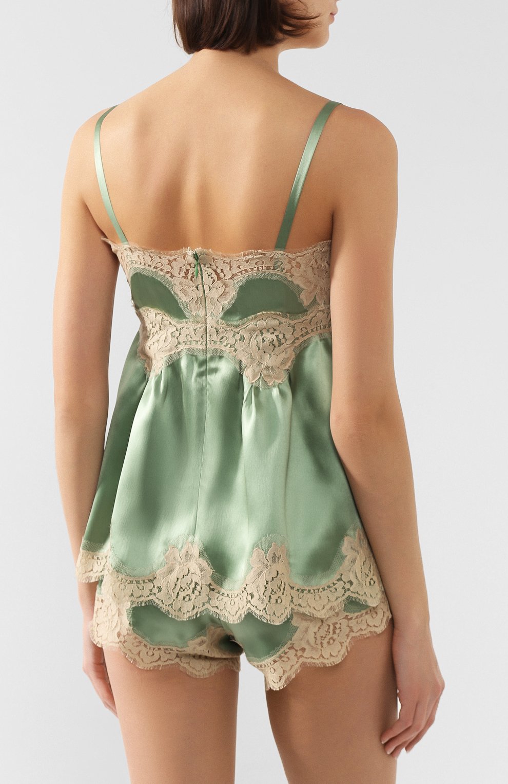Топ из смеси шелка и хлопка DOLCE & GABBANA зеленого цвета по цене 148500 руб., арт. F73X3T/FU1NU, фото 4 Топ из смеси шелка и хлопка DOLCE & GABBANA, арт. F73X3T/FU1NU, фото 4